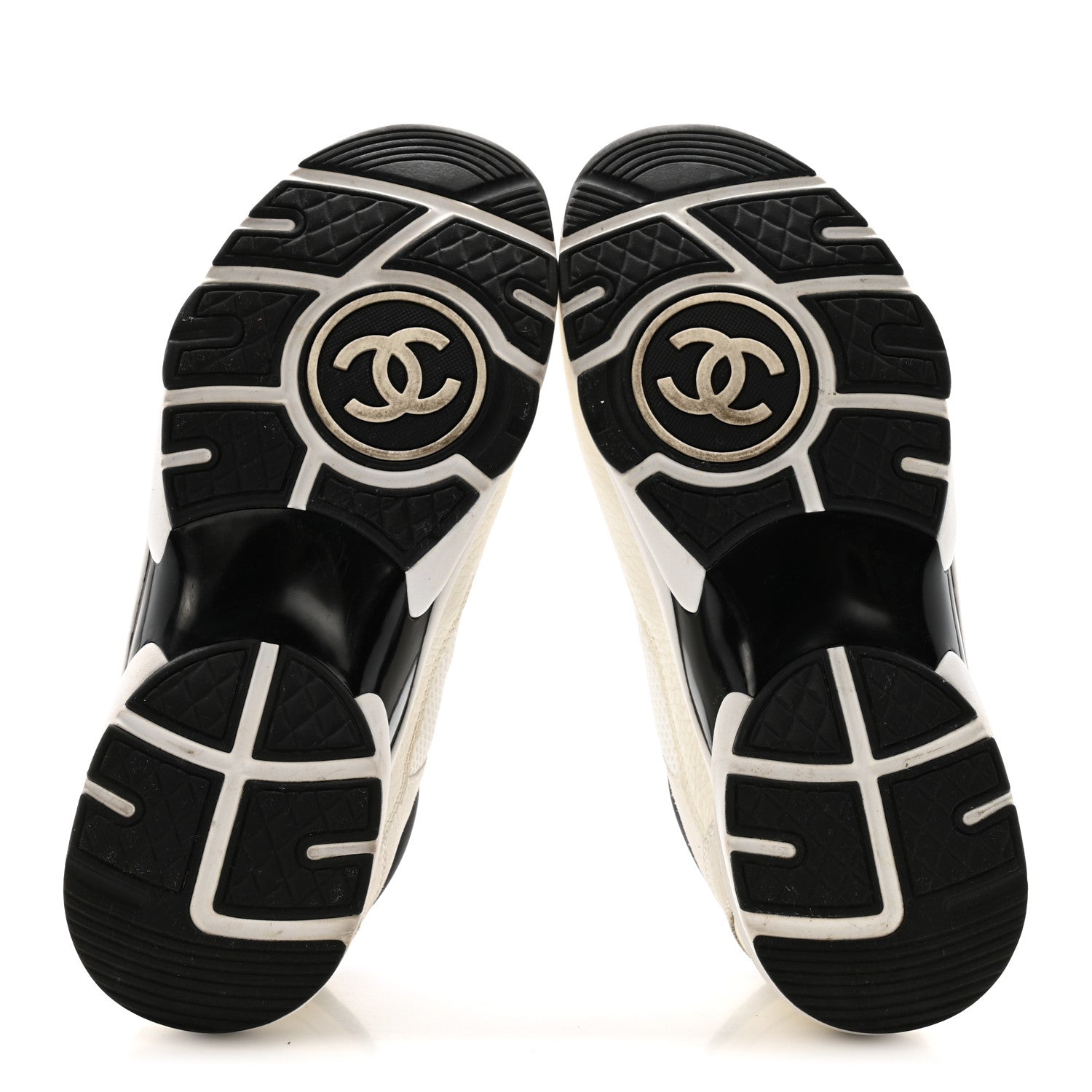 Chanel Mesh Suede Calfskin Grained Calfskin Womens CC Sneakers 38