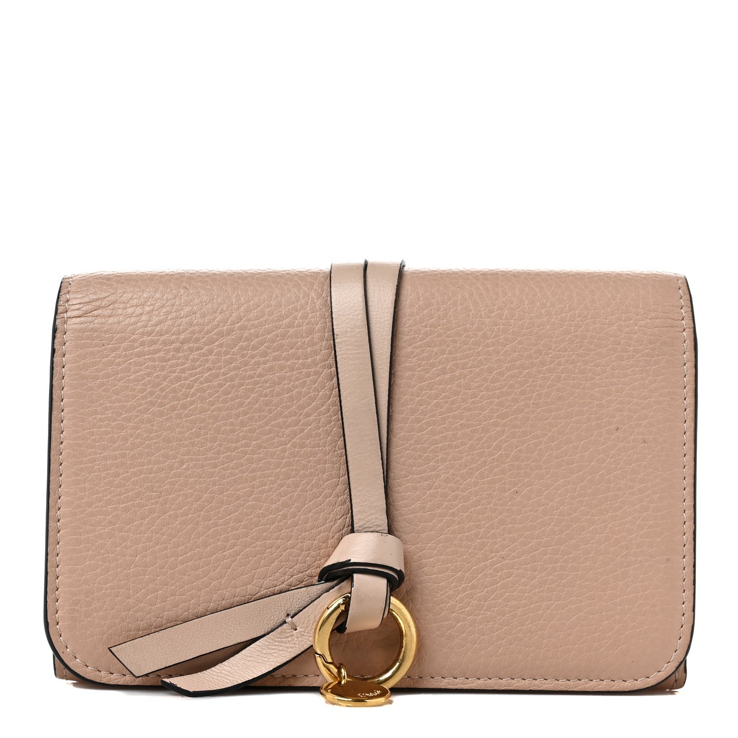 Calfskin Alphabet Compact Wallet Blush Nude