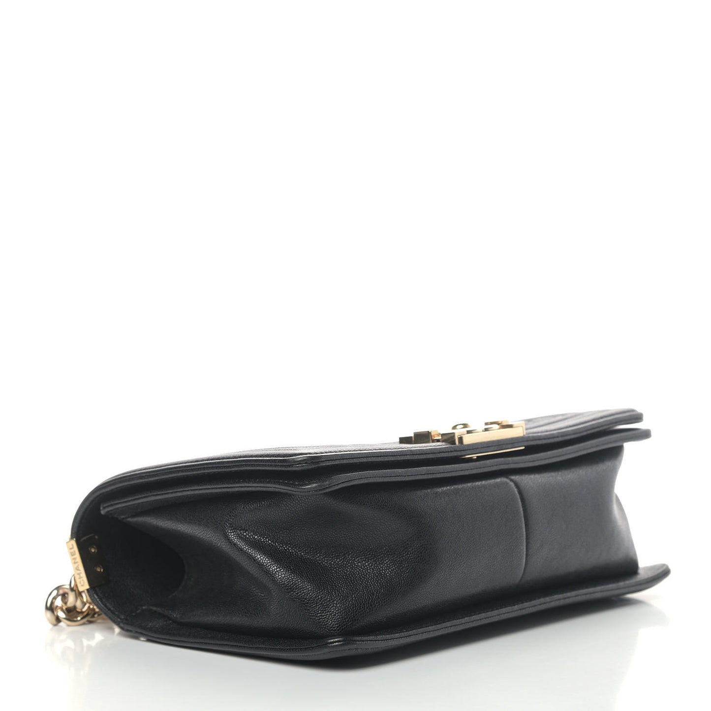 Caviar Chevron Quilted Medium Boy Flap Black