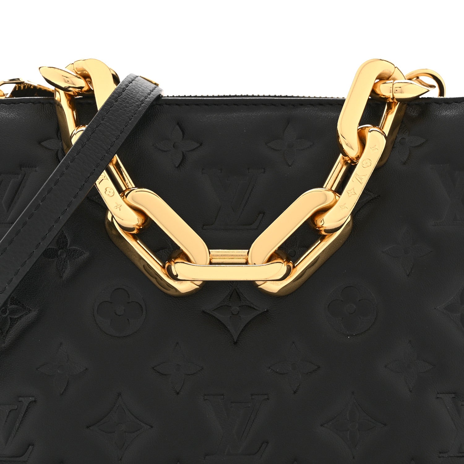 Louis Vuitton Lambskin Embossed Monogram Coussin BB Black 9 of 11