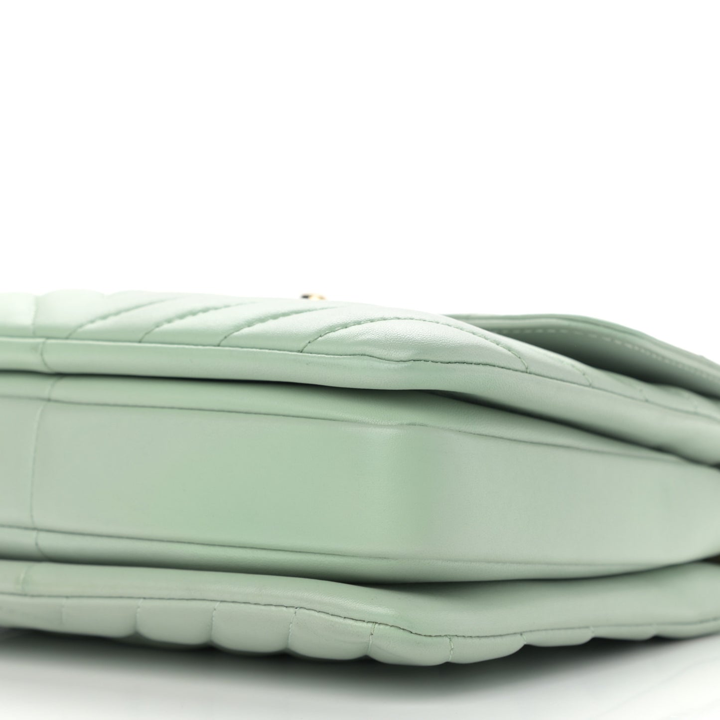 Lambskin Chevron Quilted Small Trendy CC Dual Handle Flap Bag Light Green