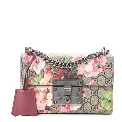 Gucci GG Supreme Monogram Blooms Small Padlock Shoulder Bag Beige Multicolor Dry Rose 1 of 7