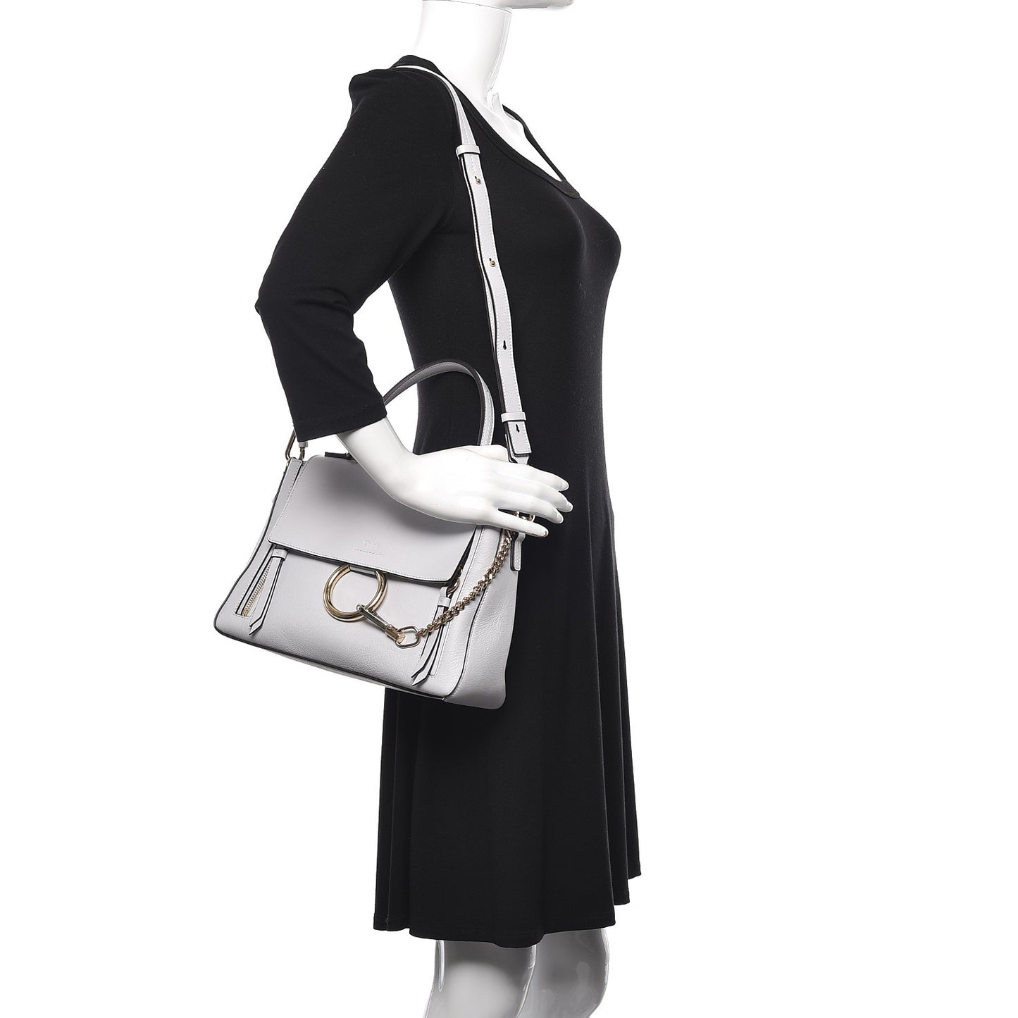 Calfskin Small Faye Day Shoulder Bag Light Cloud