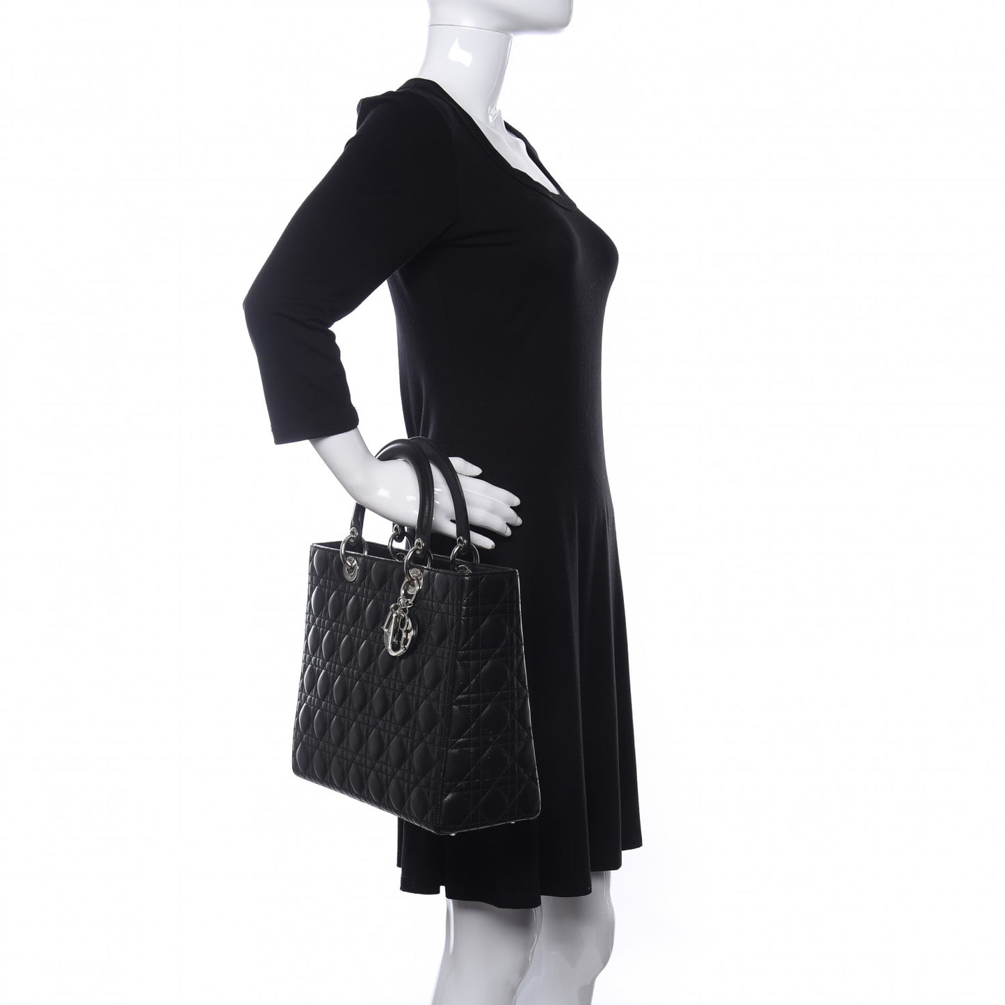Lambskin Cannage Large Lady Dior Black