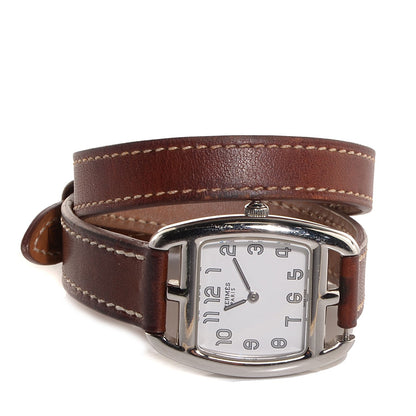 Hermes Stainless Steel Barenia 26mm Cape Cod Tonneau Double Tour Quartz Watch Fauve 3 of 9