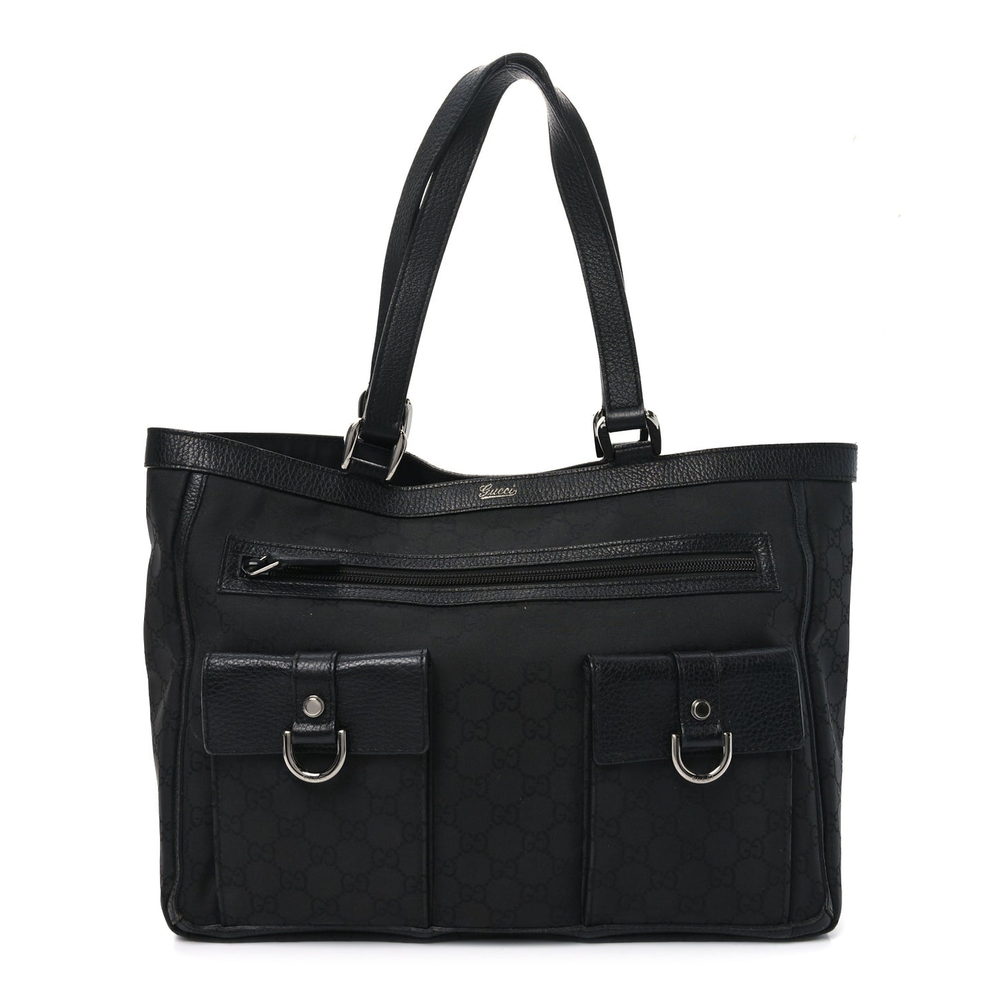 Nylon Monogram Abbey D Ring Tote Black