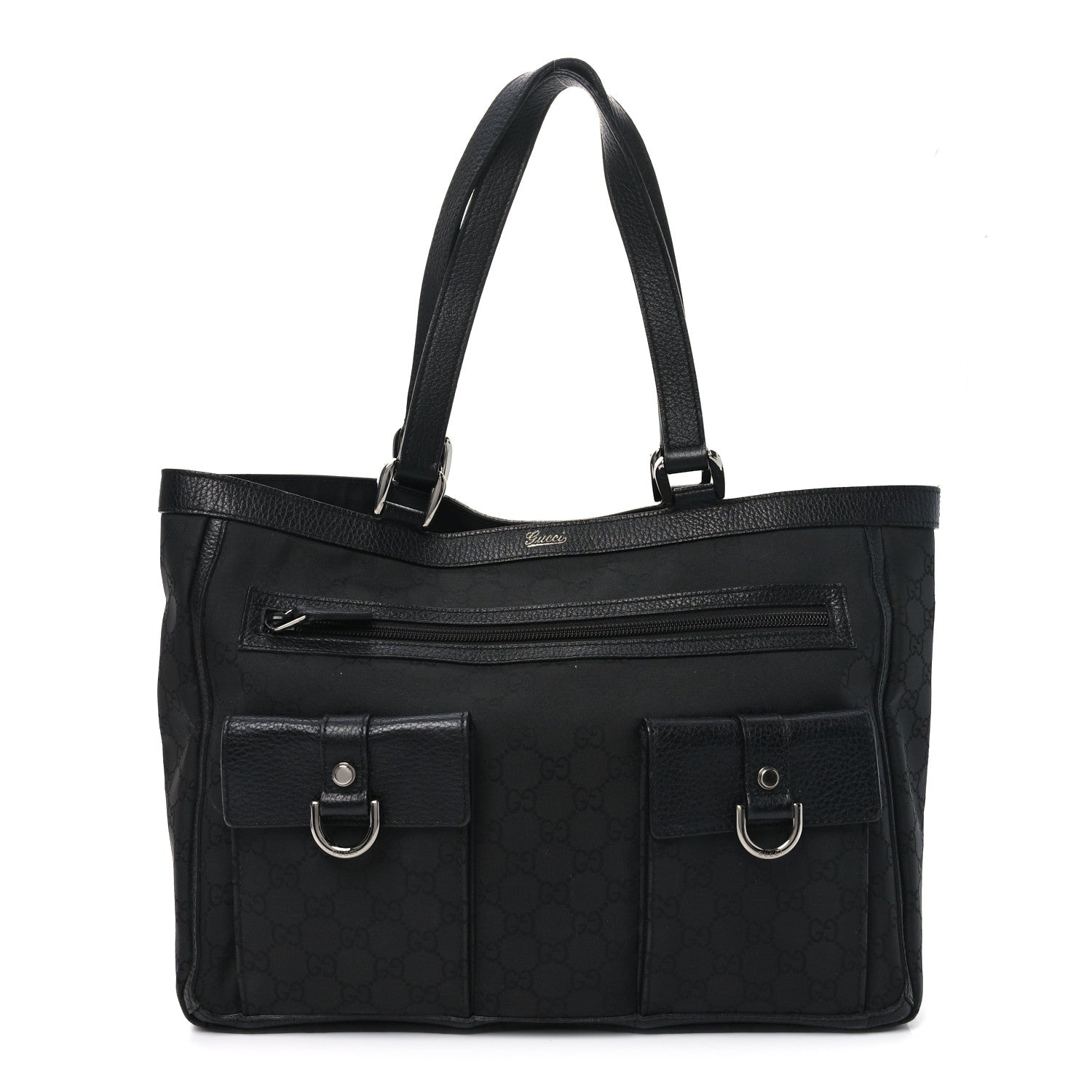 Gucci Nylon Monogram Abbey D Ring Tote Black 1 of 10