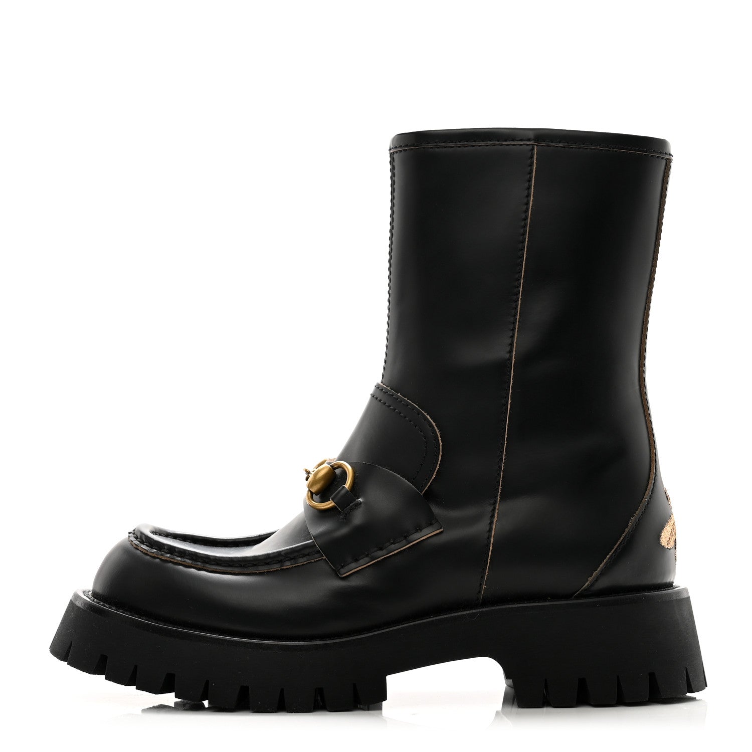 Gucci Cordovan Lux Womens Harald Horsebit 25mm Platform Boots 37.5 Black 1 of 10