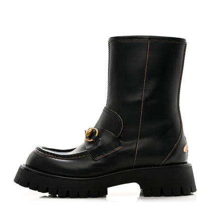 Gucci Cordovan Lux Womens Harald Horsebit 25mm Platform Boots 37.5 Black 1 of 10