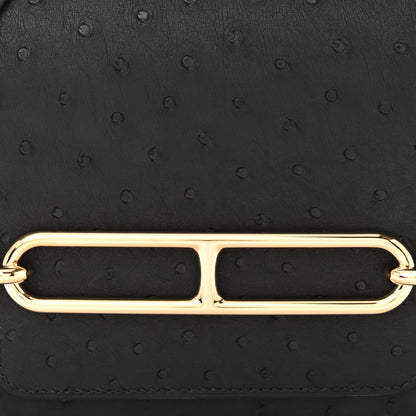 Hermes Ostrich Mini Sac Roulis Black 8 of 10