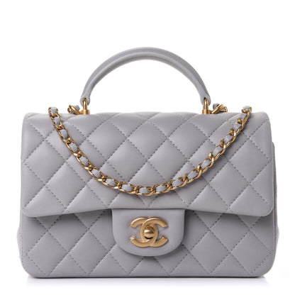 Chanel Lambskin Quilted Mini Top Handle Rectangular Flap Grey 1 of 4