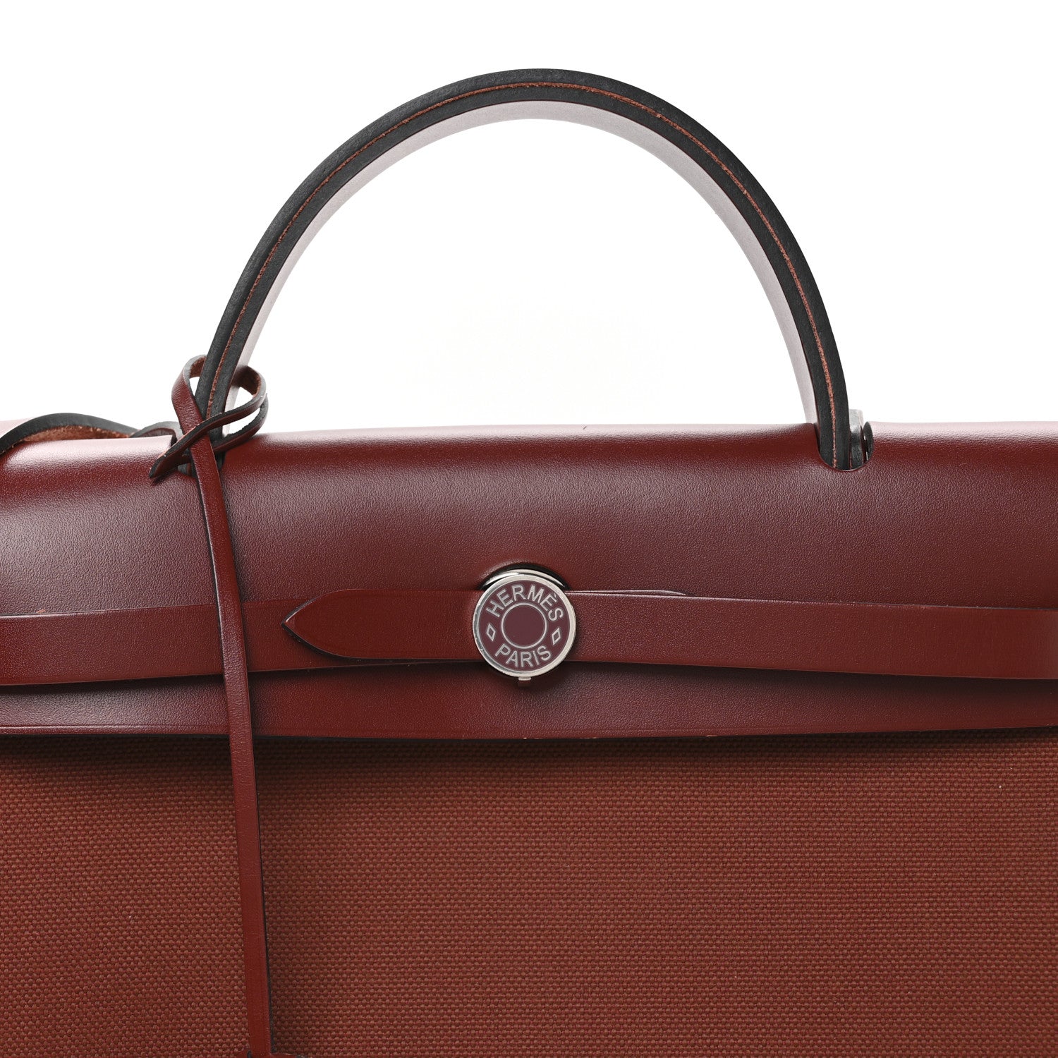 Hermes Military Toile Vache Hunter Laque Herbag Zip Retourne 31 PM Brique 9 of 12