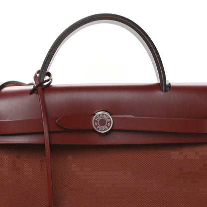 Hermes Military Toile Vache Hunter Laque Herbag Zip Retourne 31 PM Brique 9 of 12