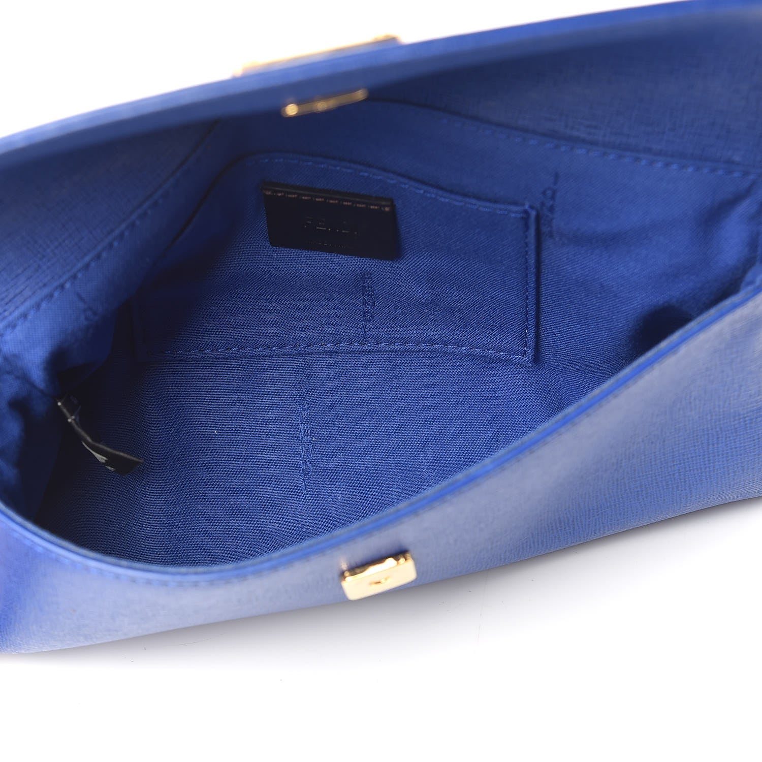 Fendi Vitello Elite Flap Crossbody Bag Blue Neon 7 of 10