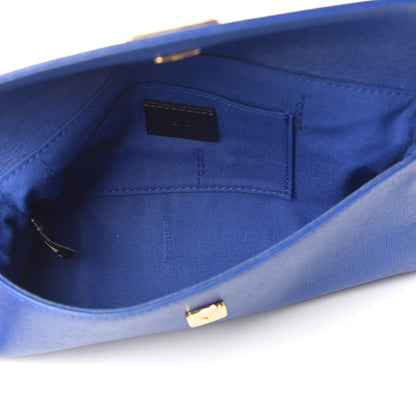 Fendi Vitello Elite Flap Crossbody Bag Blue Neon 7 of 10