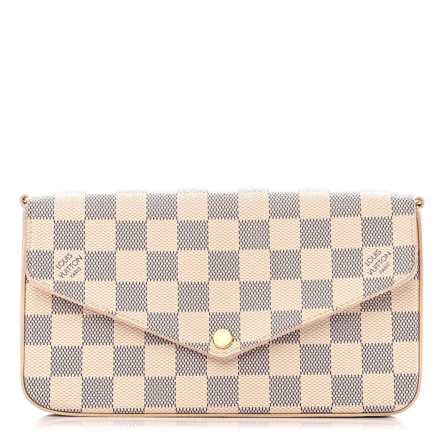 Damier Azur Pochette Felicie Chain Wallet Rose Ballerine