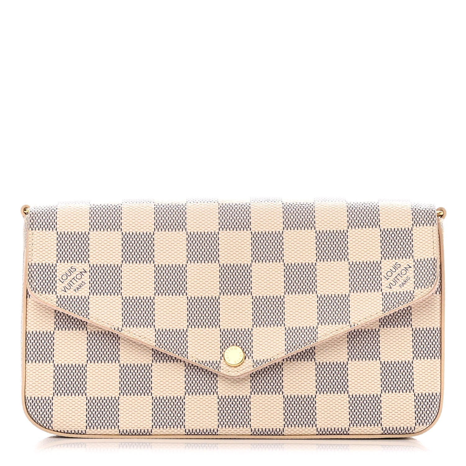 Louis Vuitton Damier Azur Pochette Felicie Chain Wallet Rose Ballerine 1 of 10