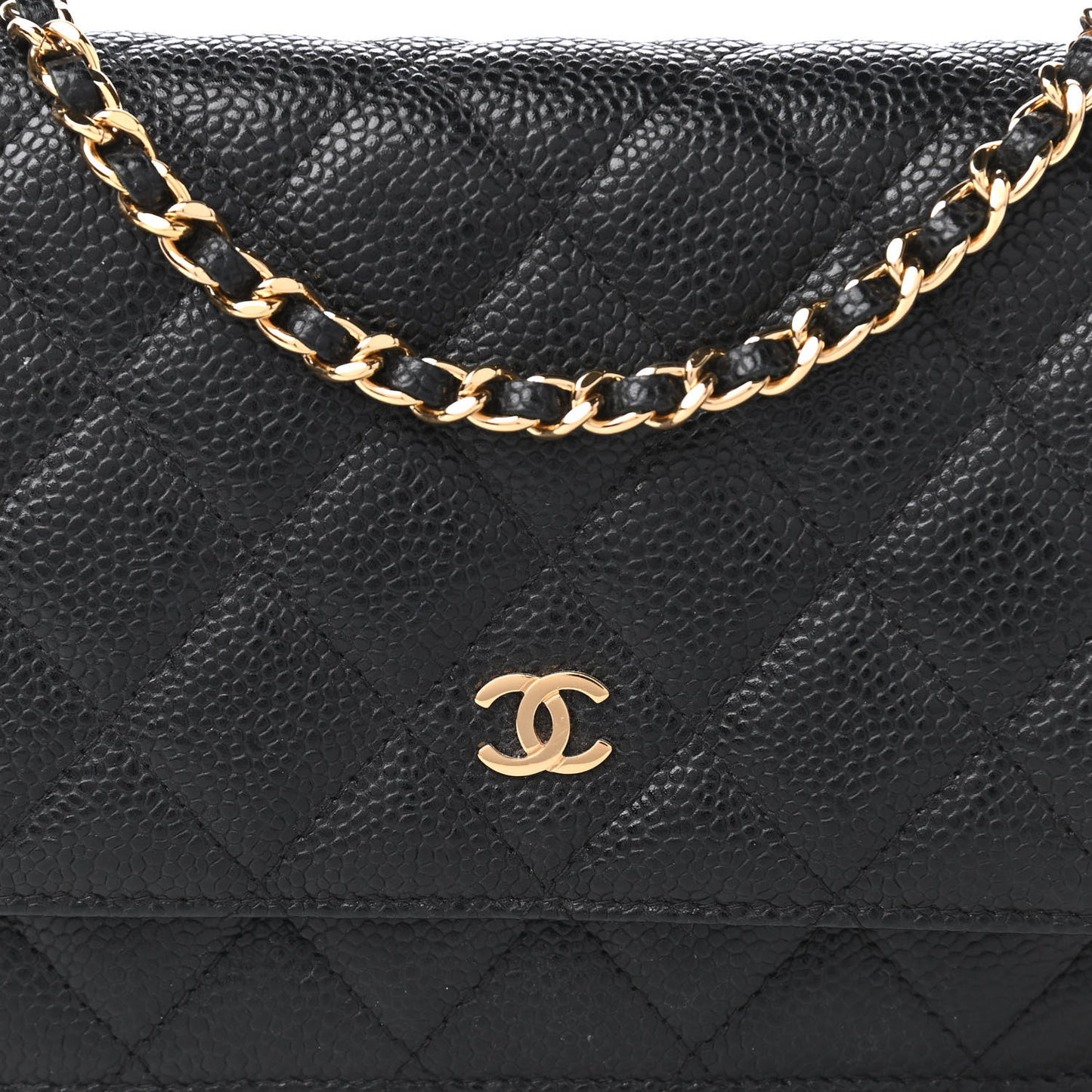 Caviar Quilted Wallet On Chain WOC Black