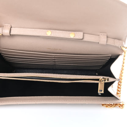 Saint Laurent Grain De Poudre Matelasse Chevron Monogram Chain Wallet Nude Powder 5 of 14