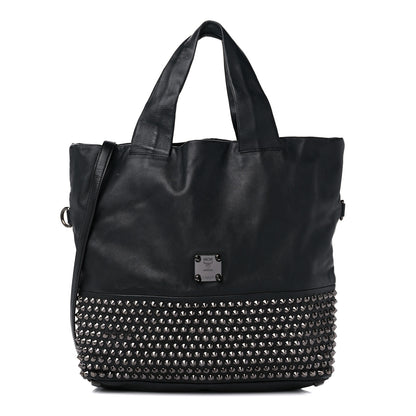 MCM Calfskin Studded Tote Black 1 of 15