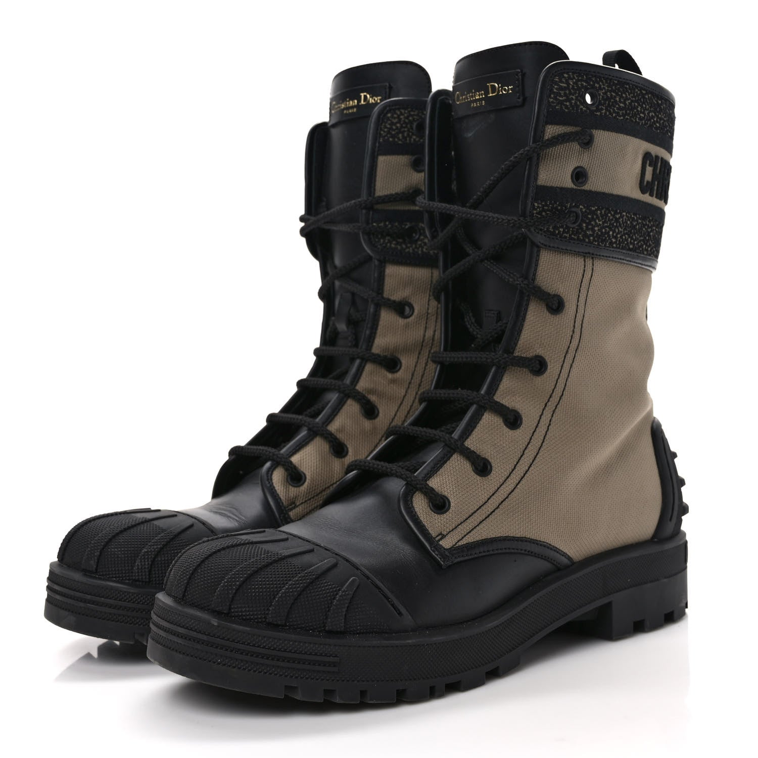 Christian Dior Calfskin Technical Fabric D-Major Ankle Boots 42 Taupe Black 3 of 9