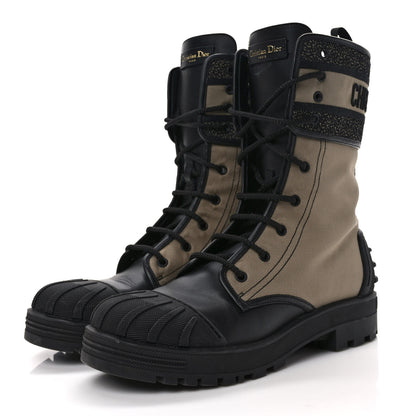 Christian Dior Calfskin Technical Fabric D-Major Ankle Boots 42 Taupe Black 3 of 9