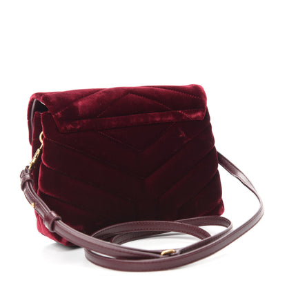 Saint Laurent Velvet Y Quilted Monogram Toy Loulou Crossbody Bag French Burgundy 3 of 12