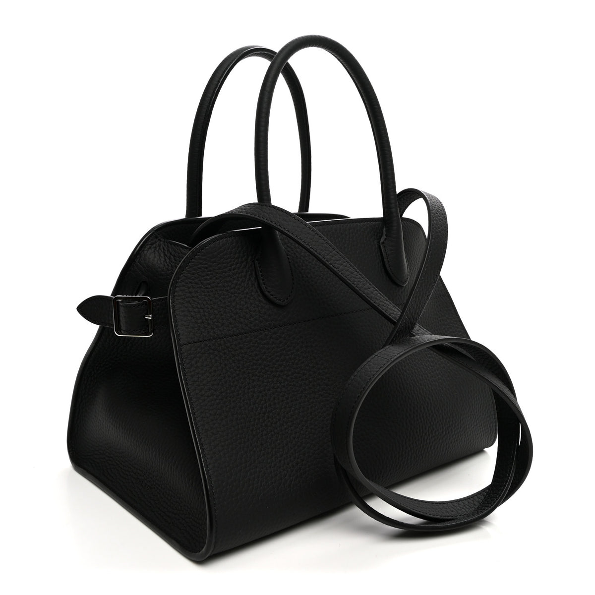 The Row Grained Calfskin Soft Margaux 10 Bag Black 3 of 9