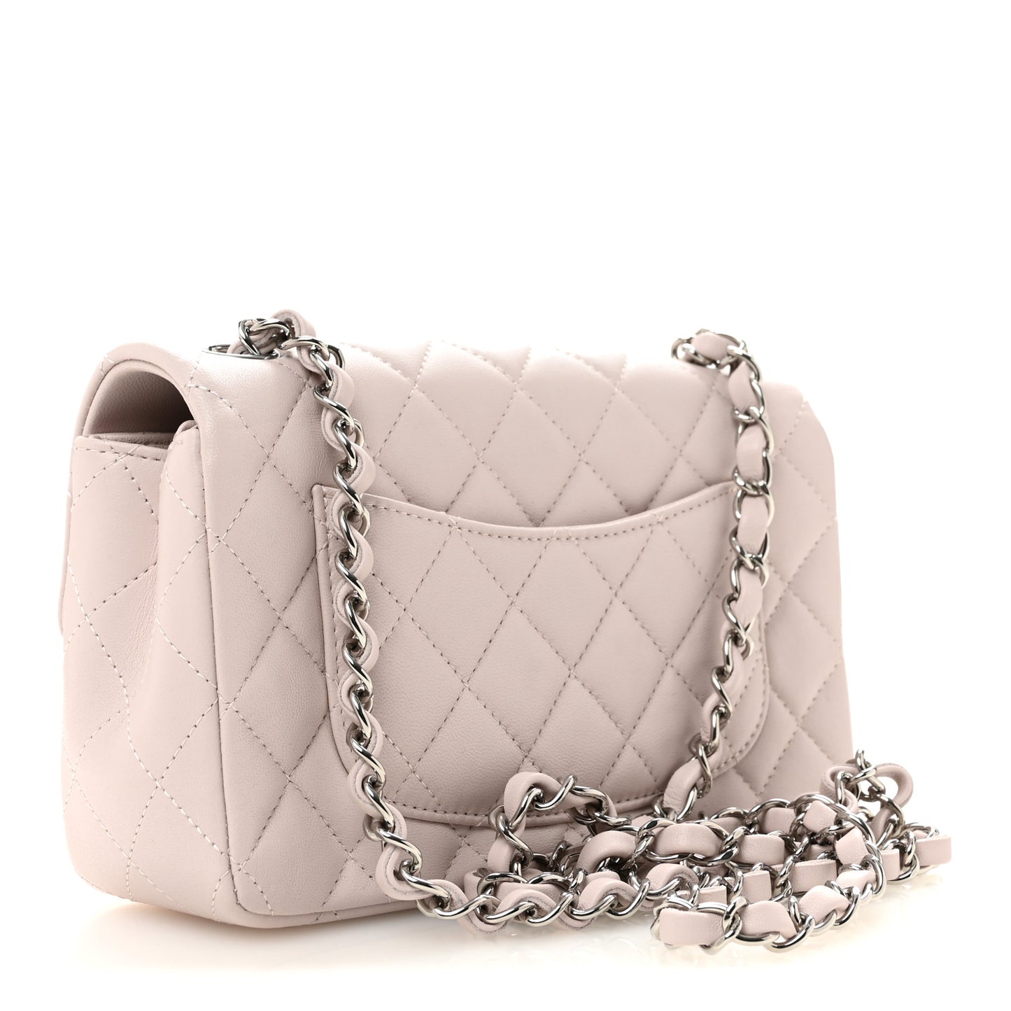 Lambskin Quilted Mini Rectangular Flap Light Purple
