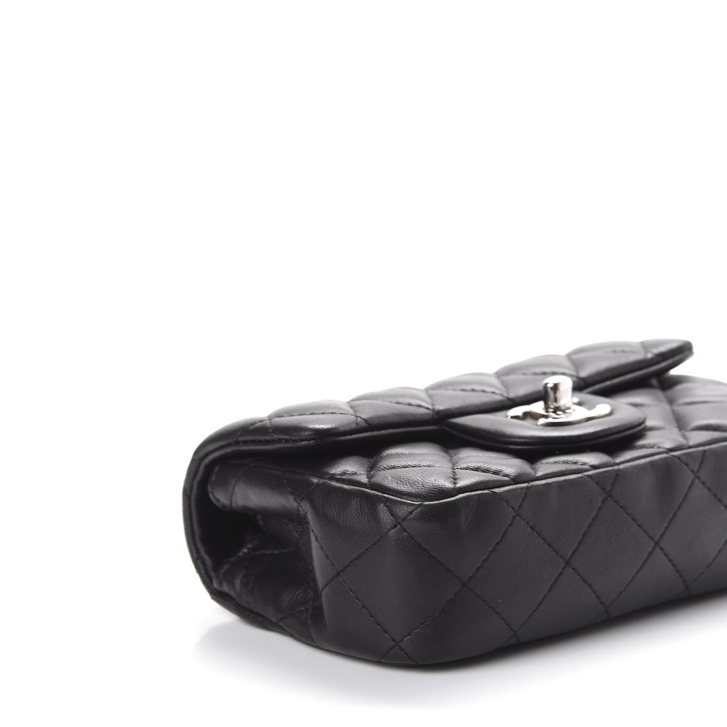Lambskin Quilted Extra Mini Rectangular Flap Black