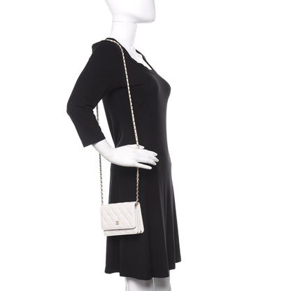 Chanel Caviar Quilted Mini Wallet On Chain WOC White 2 of 11