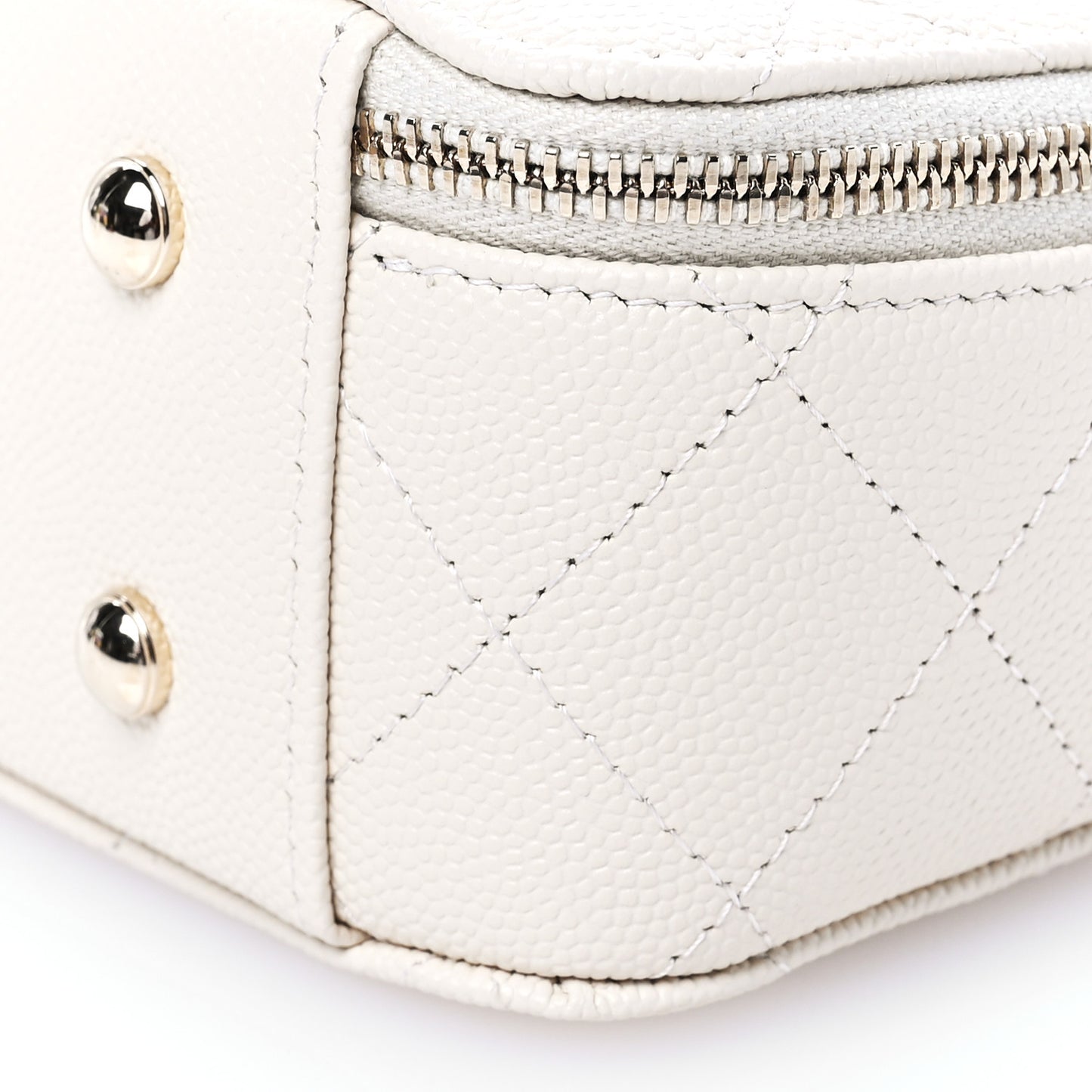 Caviar Quilted Top Handle Vanity Case White