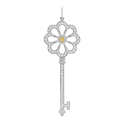 Tiffany Platinum 18K Yellow Gold Yellow Diamond Bloom Key Pendant 1 of 5