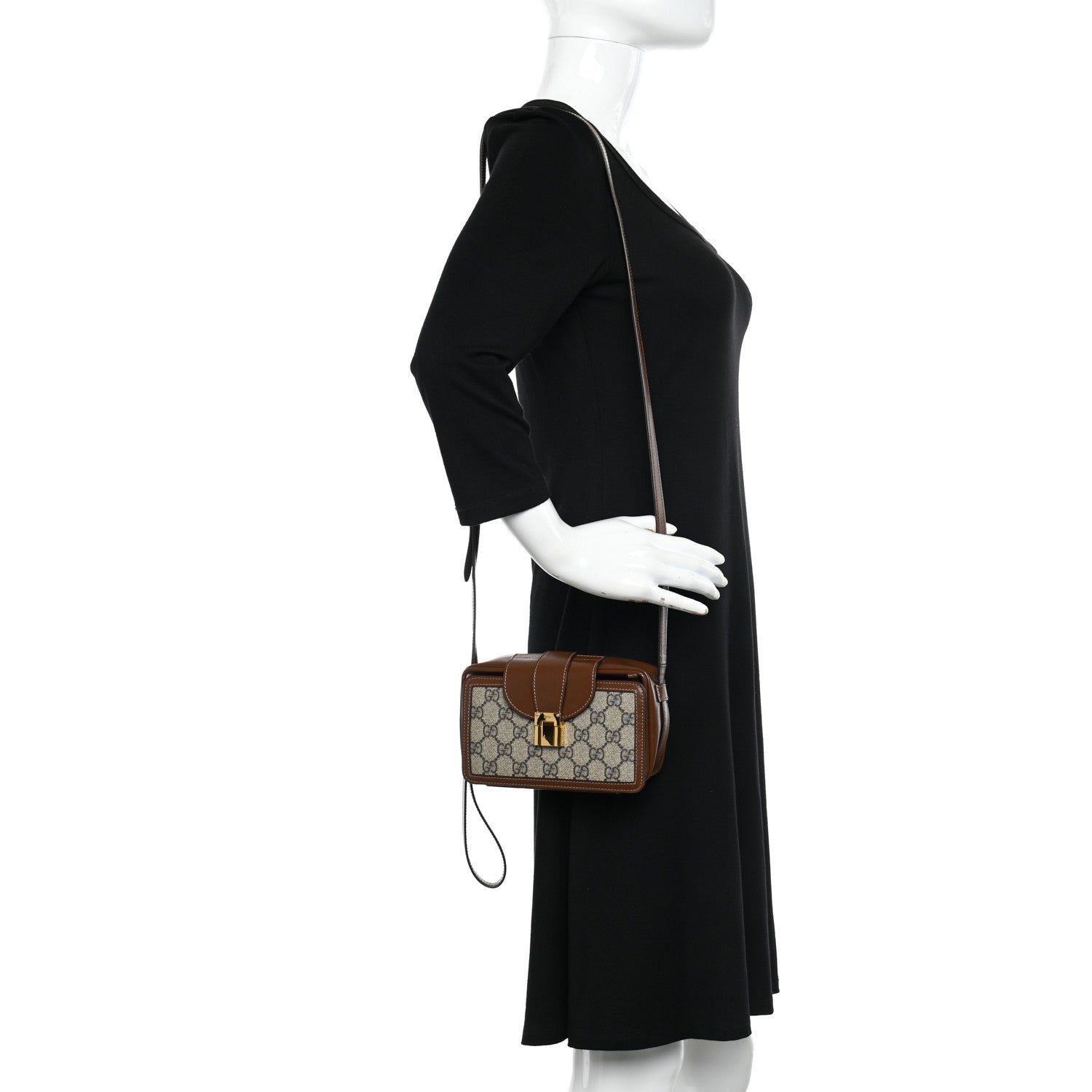 Gucci GG Supreme Monogram Mini Clasp Bag Beige Brown 2 of 12