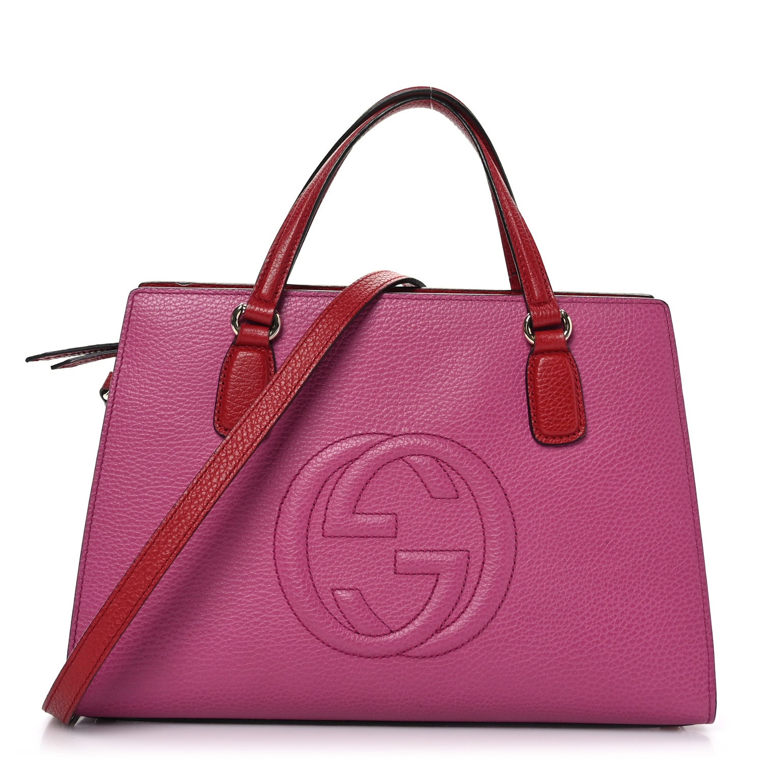 Gucci Dollar Calfskin Medium Soho Top Handle Satchel New Rosette Hibiscus Red 1 of 9