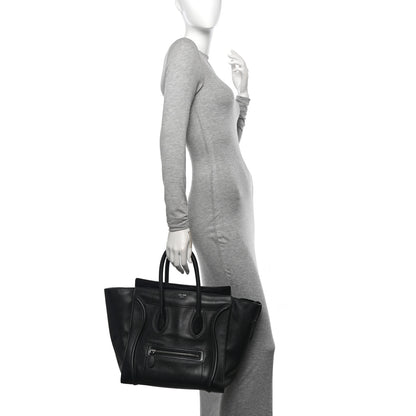 Celine Drummed Calfskin Mini Luggage Black 2 of 12