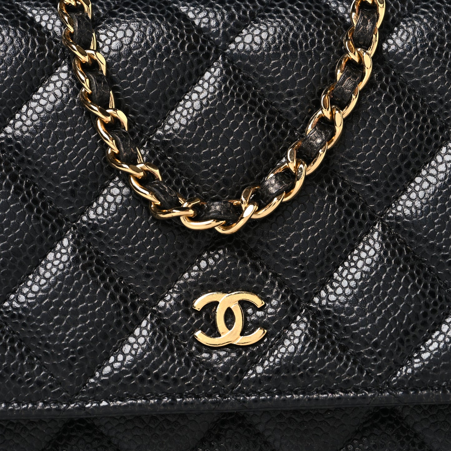 Caviar Quilted Wallet On Chain WOC Black