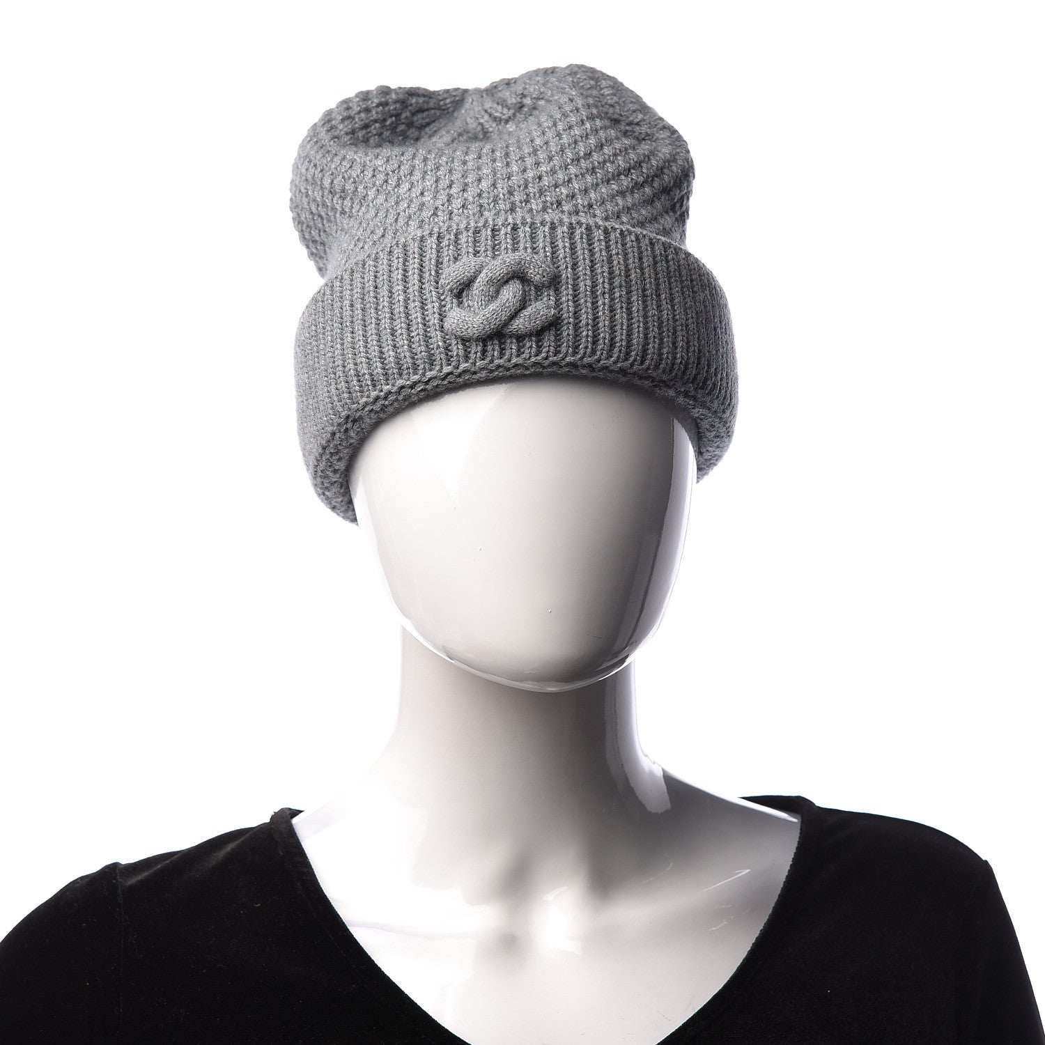 Chanel Cashmere CC Beanie Hat Grey 2 of 4