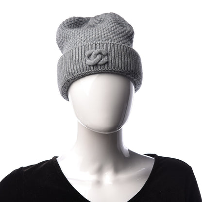 Chanel Cashmere CC Beanie Hat Grey 2 of 4