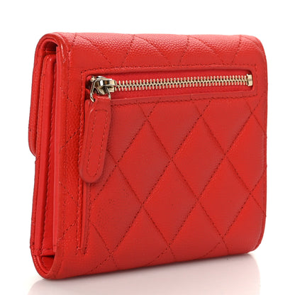 Chanel Caviar Quilted Compact Flap Wallet Red 3 of 8
