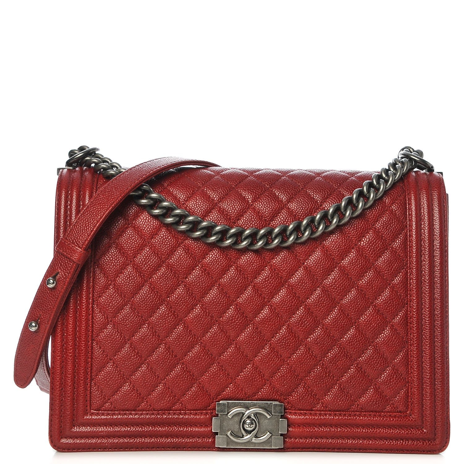 Chanel Caviar Quilted Large Boy Flap Dark Red 1 of 10