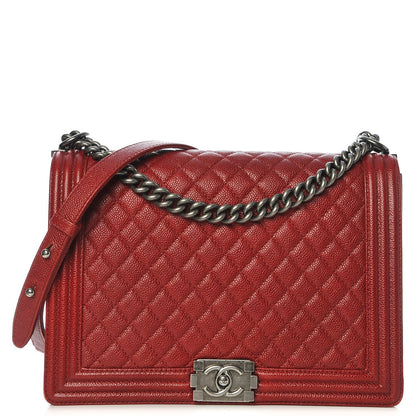 Chanel Caviar Quilted Large Boy Flap Dark Red 1 of 10