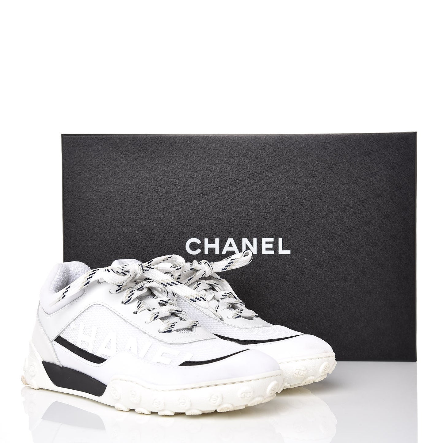 Calfskin Mesh Sneakers 36 White