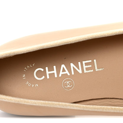 Chanel Lambskin Cap Toe CC Ballerina Flats 37 Beige Black 9 of 12