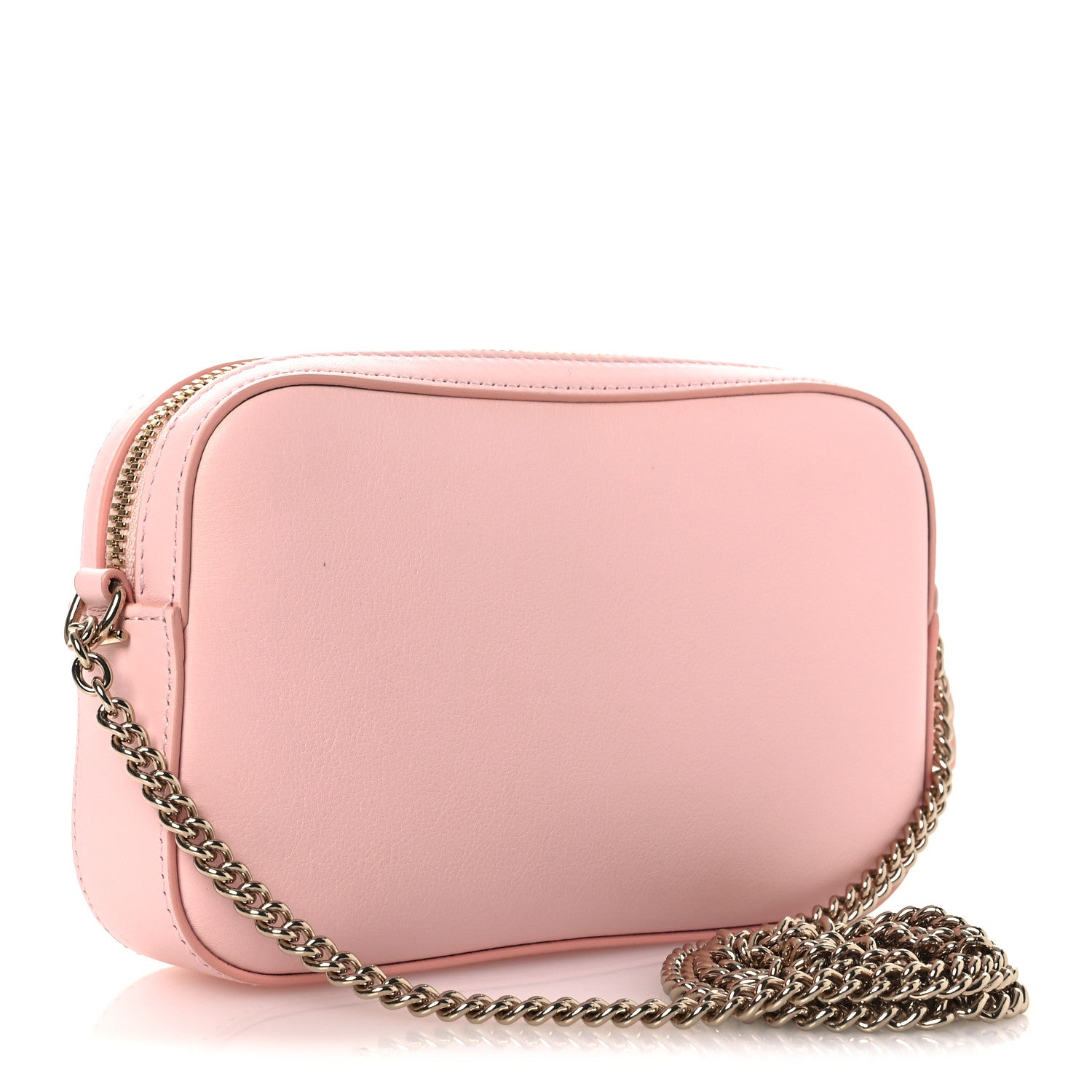 Gucci Dollar Calfskin Enamel Super Mini GG Marmont Chain Shoulder Bag Light Pink Blue 3 of 18