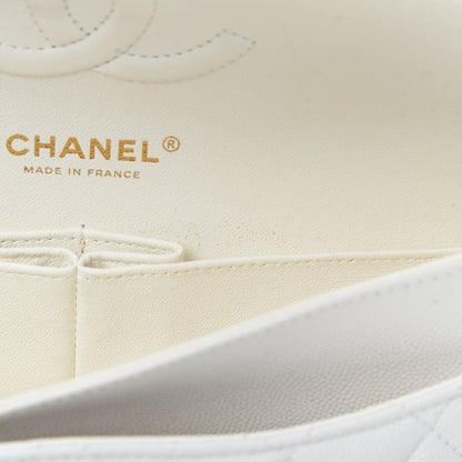 Chanel Caviar Quilted Medium Double Flap White 13 of 14