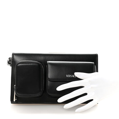 Versace Calfskin Trifold Document Case Clutch Black 2 of 7