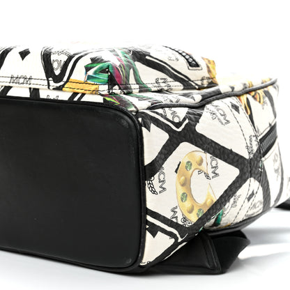 MCM Visetos Calfskin Motif Rombi Lion Printed Small Backpack White 9 of 9