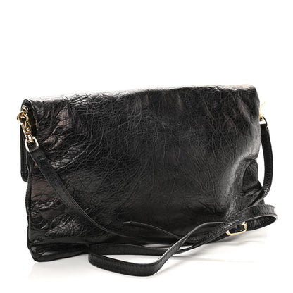 Balenciaga Agneau Giant 12 Gold Hardware Envelope Strap Clutch Black 3 of 10