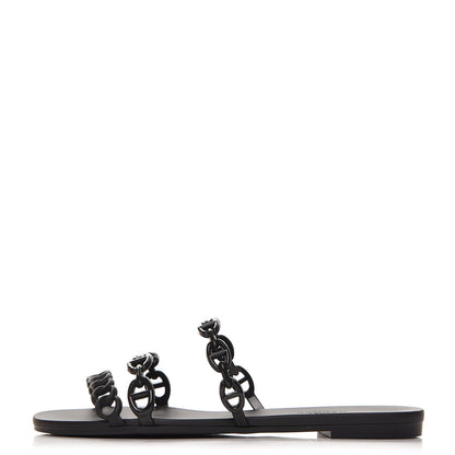 Hermes Rubber Chaine d'Ancre Rivage Sandals 36 Black 1 of 8